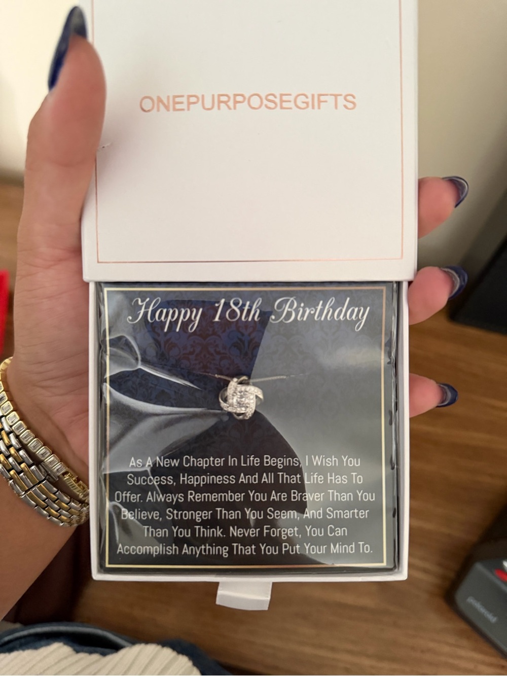 Silver Knot Pendant Necklace - Happy 18th Birthday